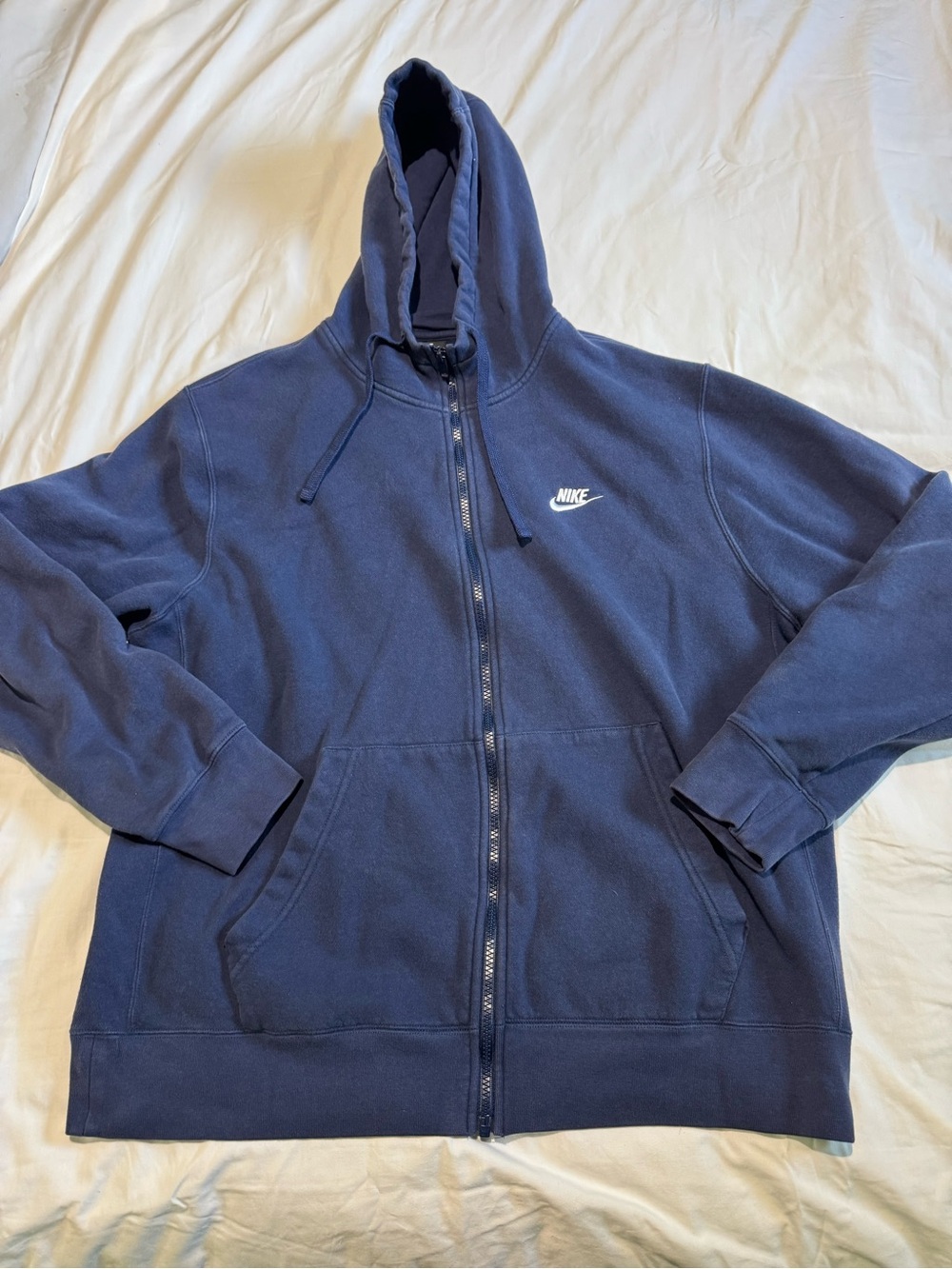 Nike Classic Embroidered Swoosh Navy Blue Full Zip Hoodie XL